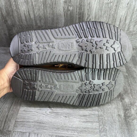 Hey Dude Wally Stretch Canvas Men size 8 Nut Black Lightweight Slip On Shoes - Picture 7 of 9